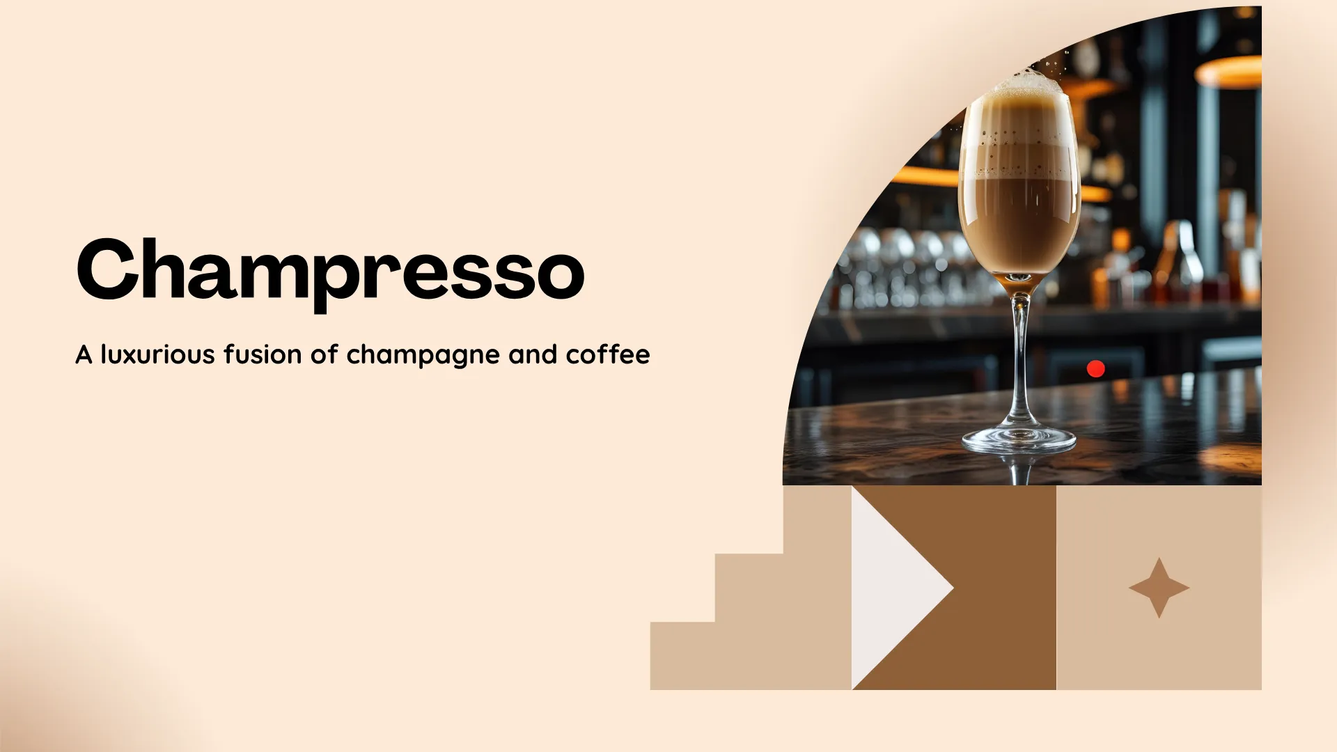 Cover of the deck: “Champresso — A luxurious fusion of champagne and coffee”