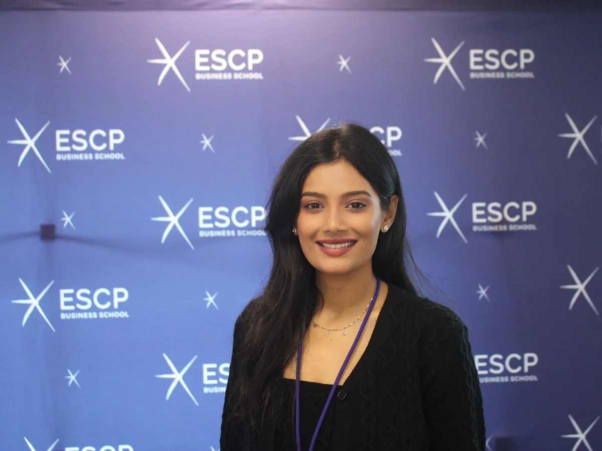 Snehal Patil in front of an ESCP Business School backdrop